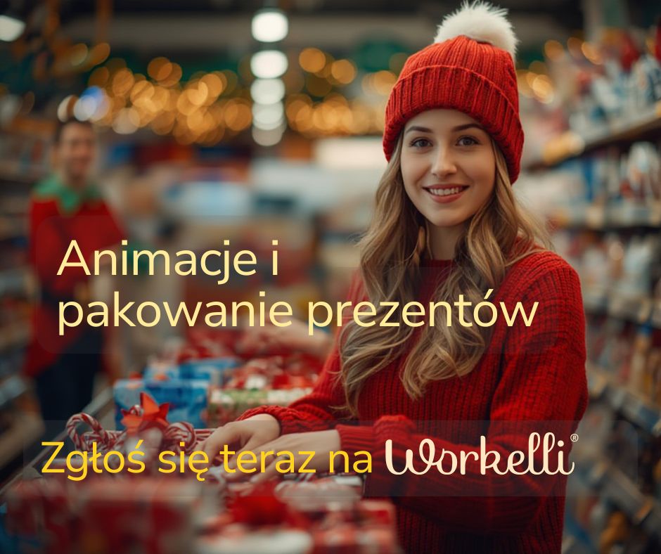 Świąteczna praca: animacje i pakowanie prezentów w sklepach