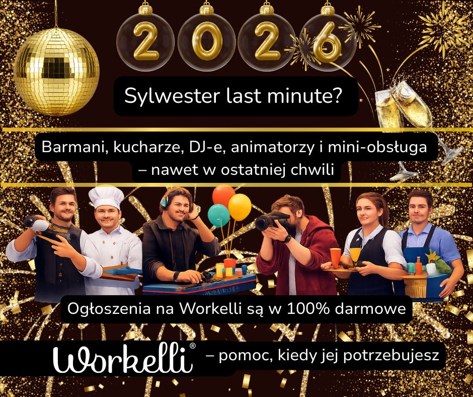 Pomysły ultra last minute na Sylwestra: znajdź barmanów, kucharzy, animatorów i mini-obsługę na Workelli